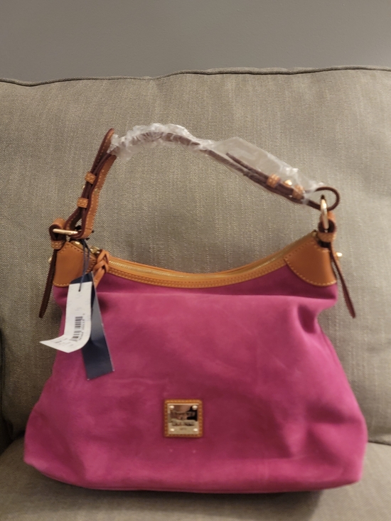 Dooney & Bourke Handbags - Dooney & Bourke Pink Fuschia Shoulder Bag with Tan Trim